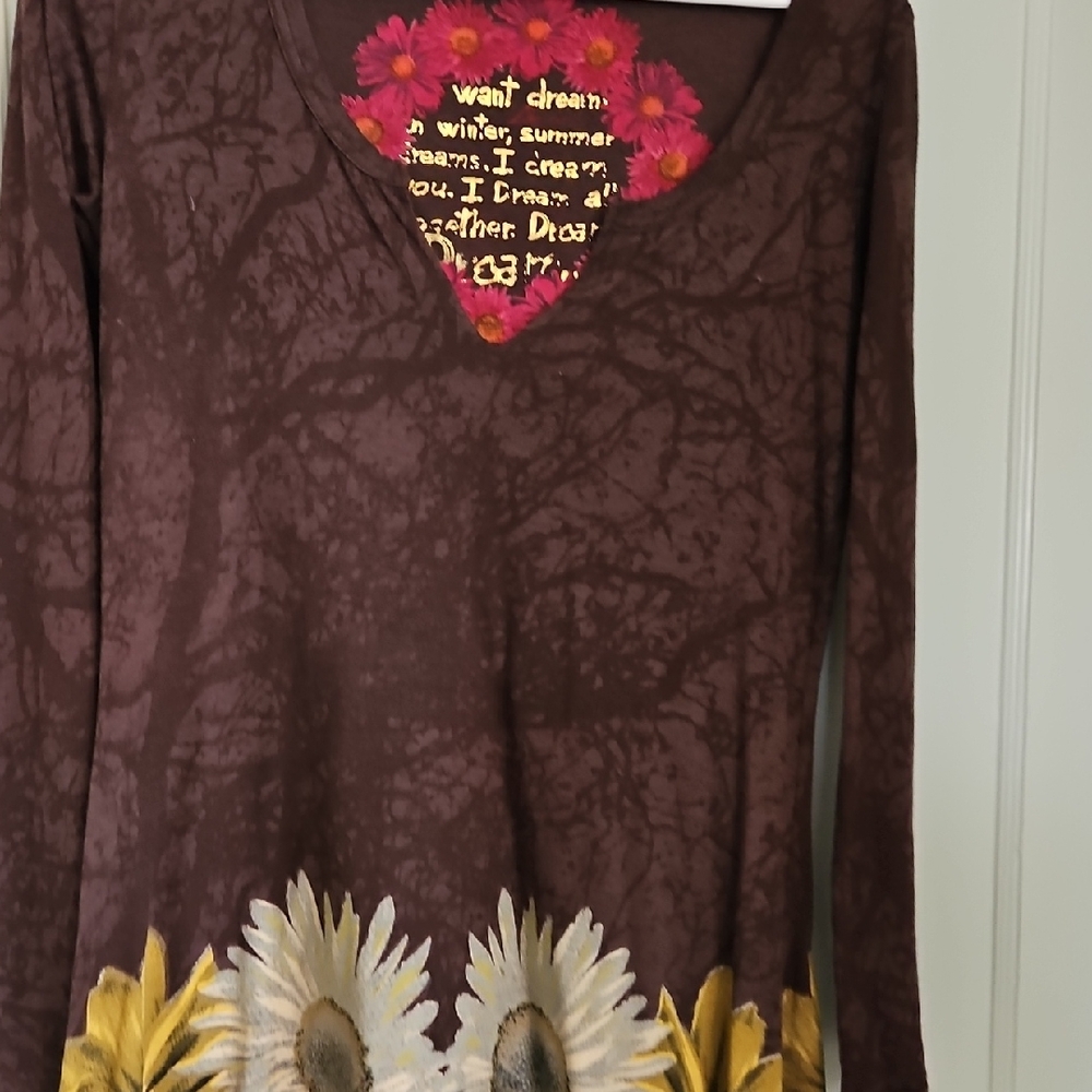 Floral Brown Long Sleeve Top